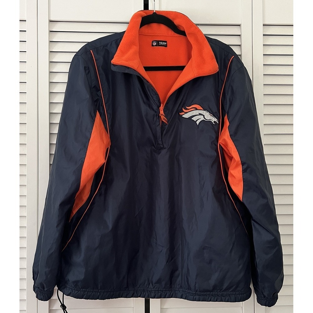NFL Broncos Men's Reversible Jacket Quarter Zip Pullover size M